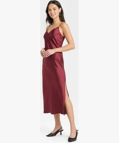 A New Day Women's Midi Slip Dress - A New Day™ Burgundy