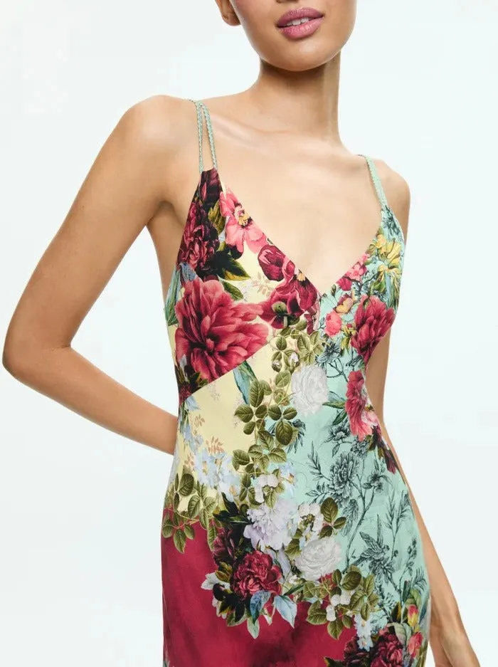 Alice + Olivia Kiro V-Neck Slip Dress in Oakley