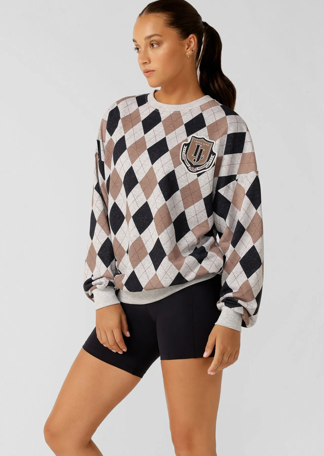 Alumni Argyle Oversized Sweat | Jackets, Hoodies and Sweats | Lorna Jane Australia