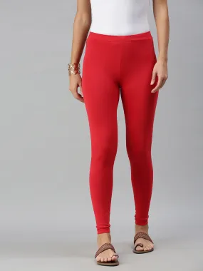 Ankle Length Leggings Cotton-Light Red