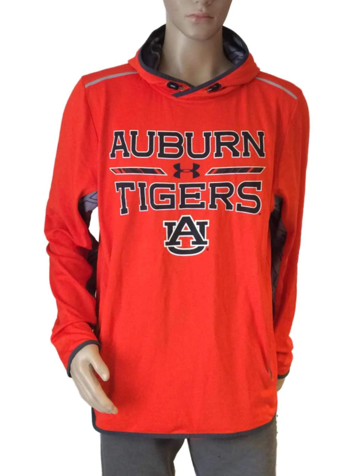 Auburn Tigers Under Armour Coldgear Orange LS Pullover Hoodie Sweatshirt (L)