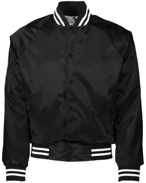 Augusta Sportswear 3610 Satin Baseball Jacket Striped Trim SKU: 3610