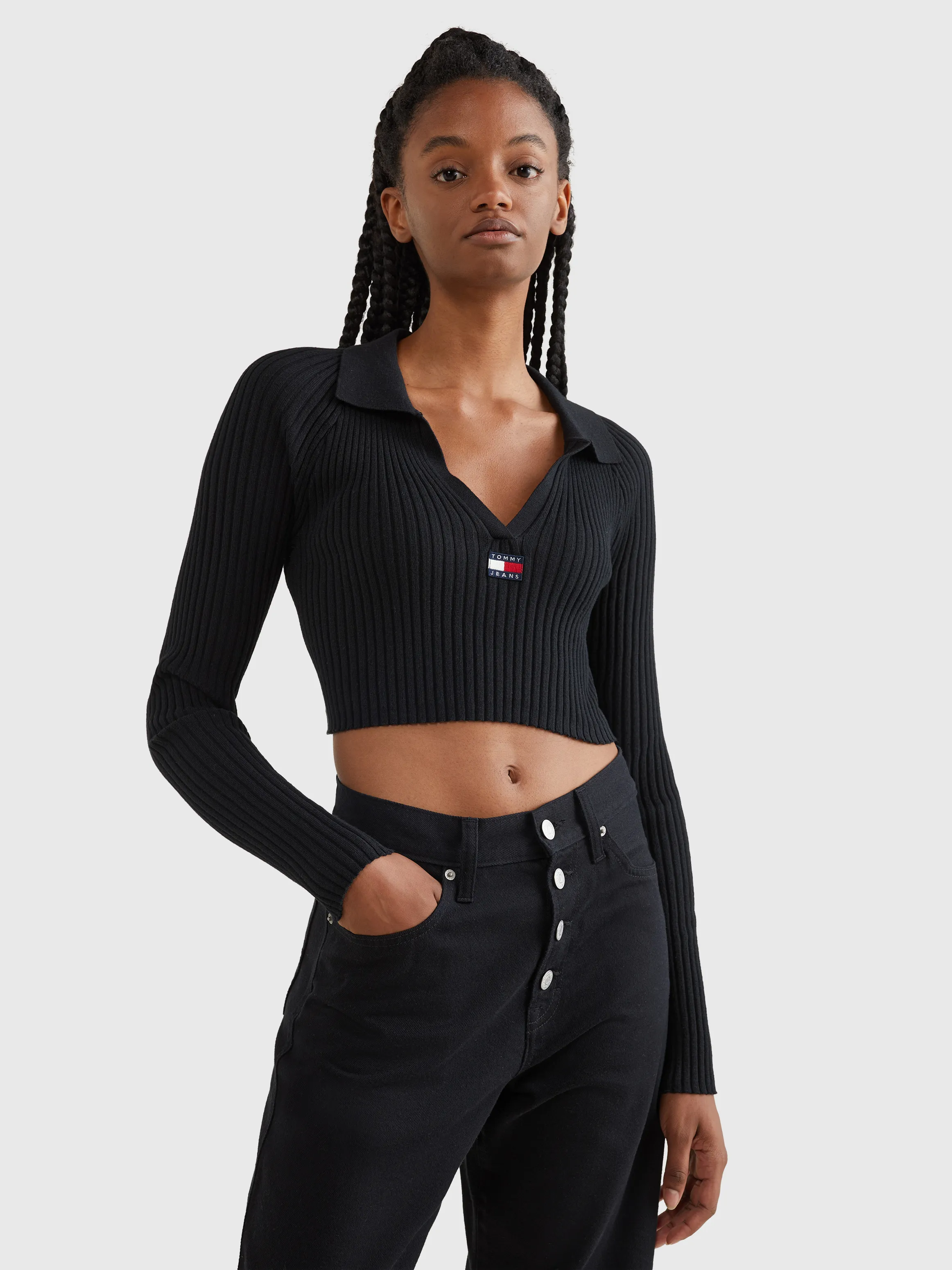 Badge Rib-Knit Cropped Jumper | Sweatshirts & Hoodies | Tommy Jeans