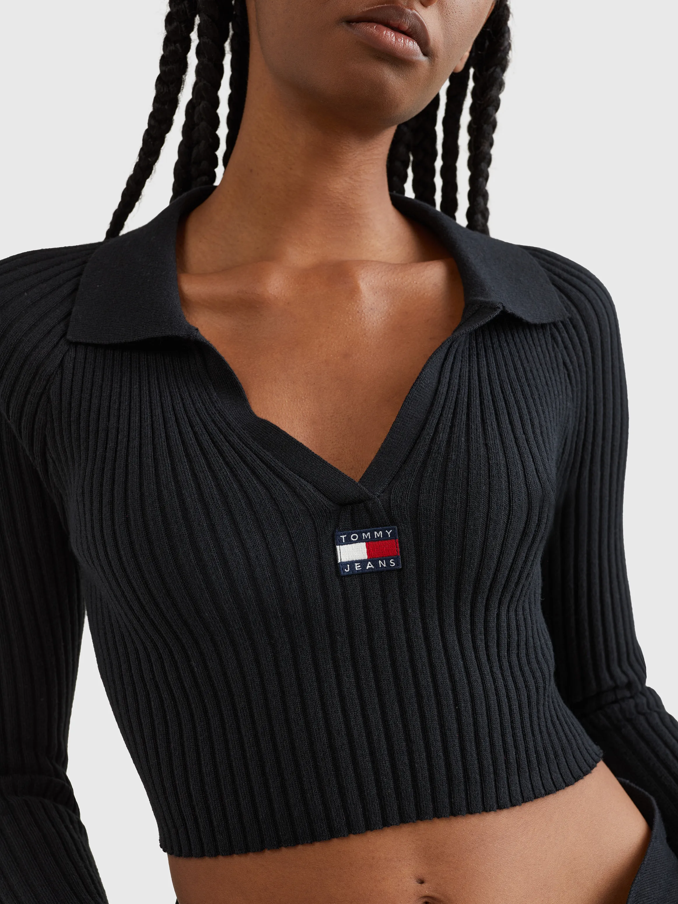 Badge Rib-Knit Cropped Jumper | Sweatshirts & Hoodies | Tommy Jeans