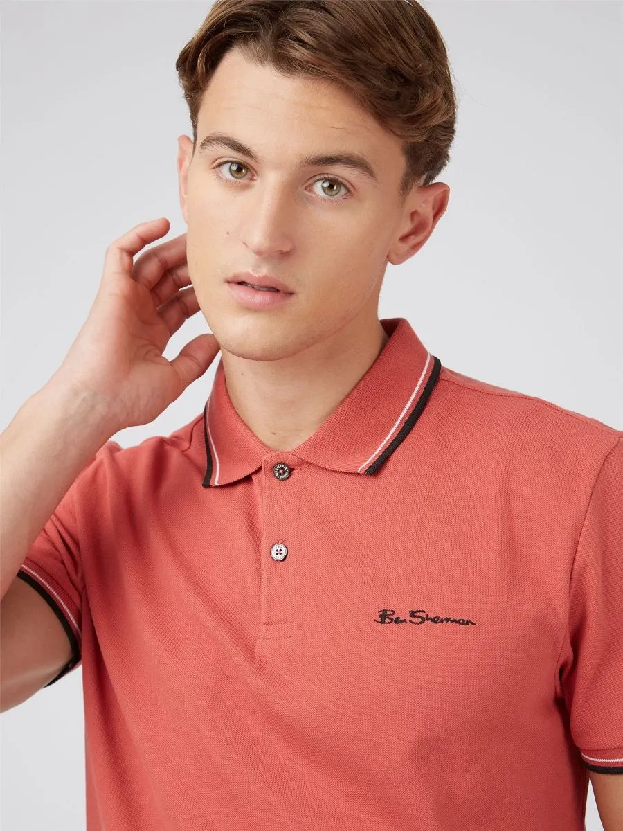 Ben Sherman Casual Short Sleeve Polo Shirt Raspberry