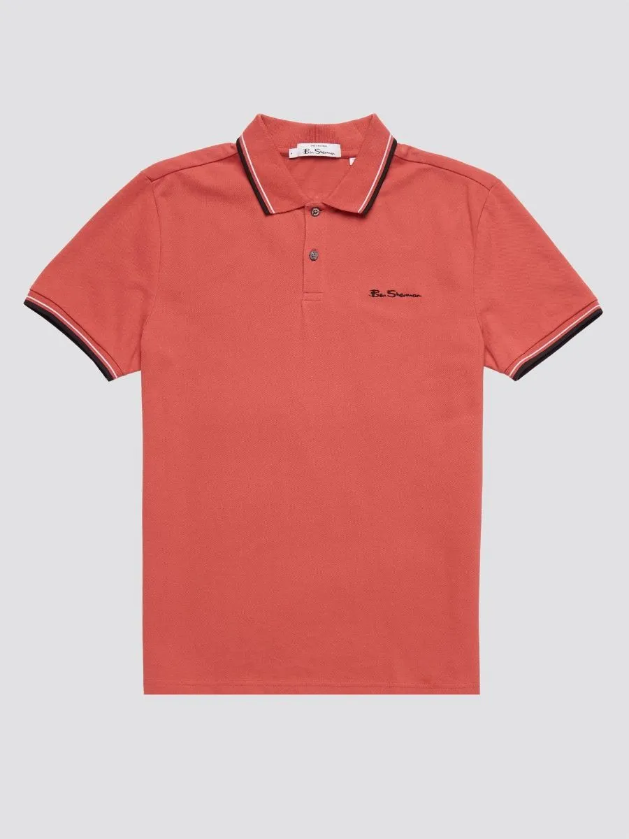 Ben Sherman Casual Short Sleeve Polo Shirt Raspberry