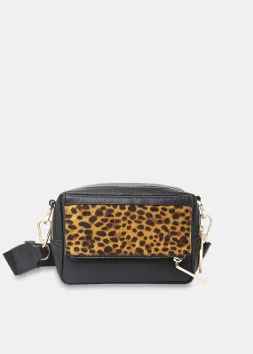 Black Bibi Leopard Crossbody Bag