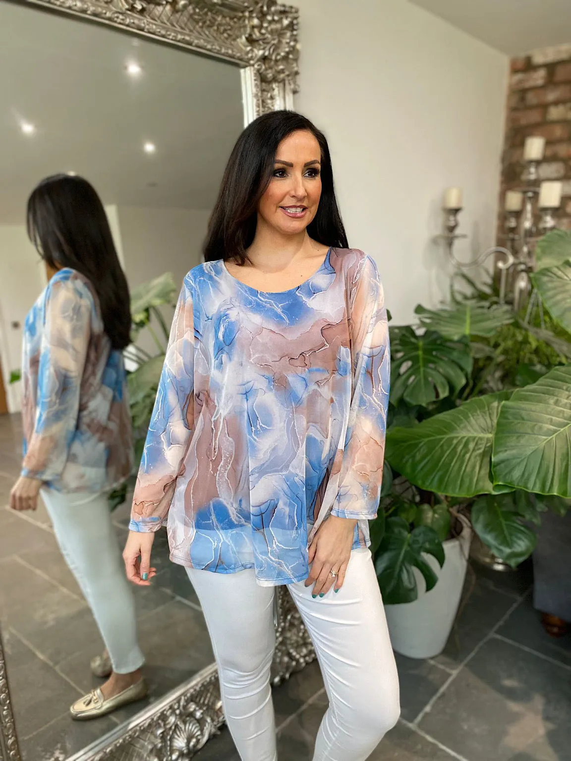 Blue Marble Mesh Top Gina