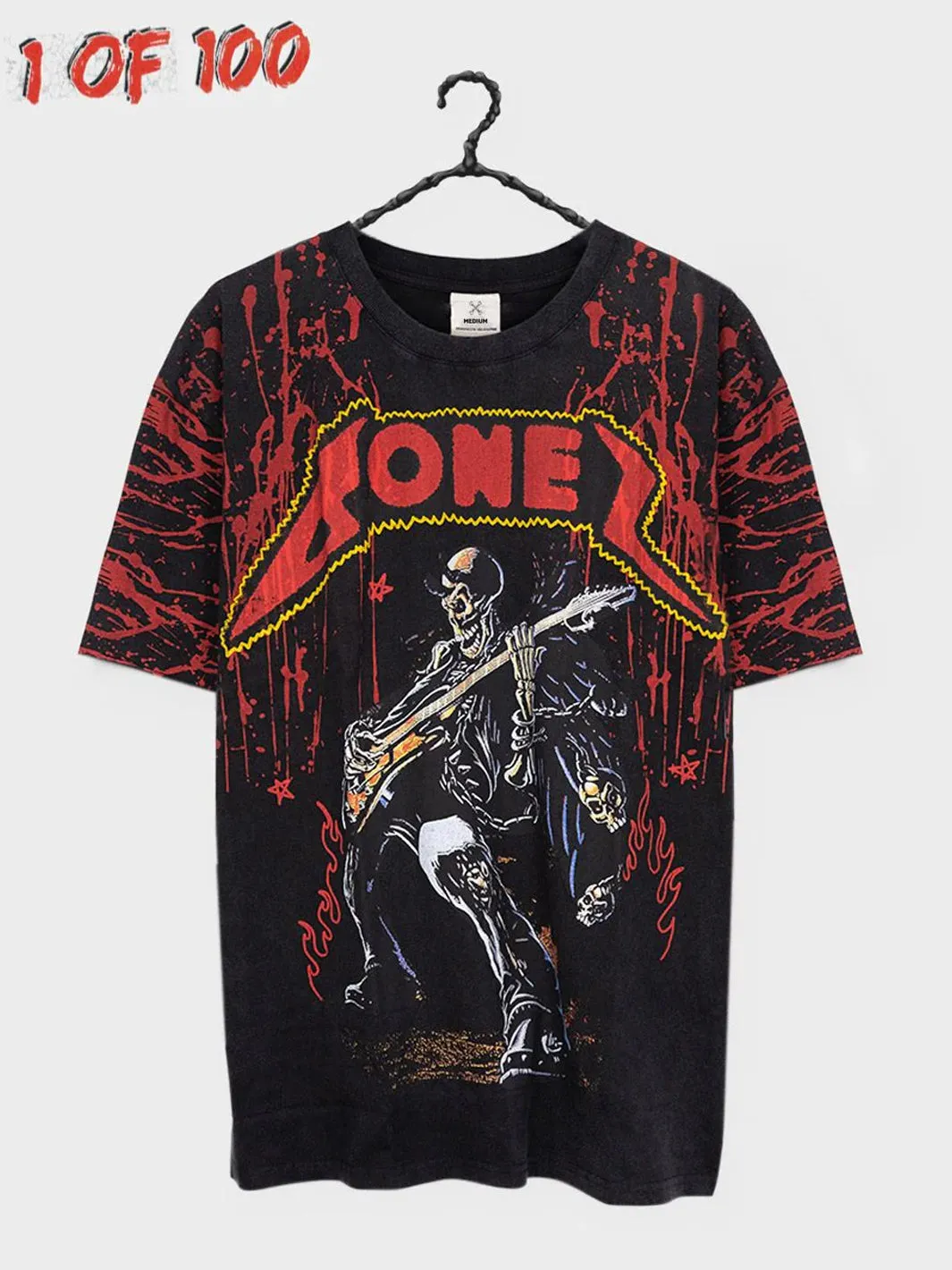 BONES BLOOD TEE 1/100 - WASHED BLACK