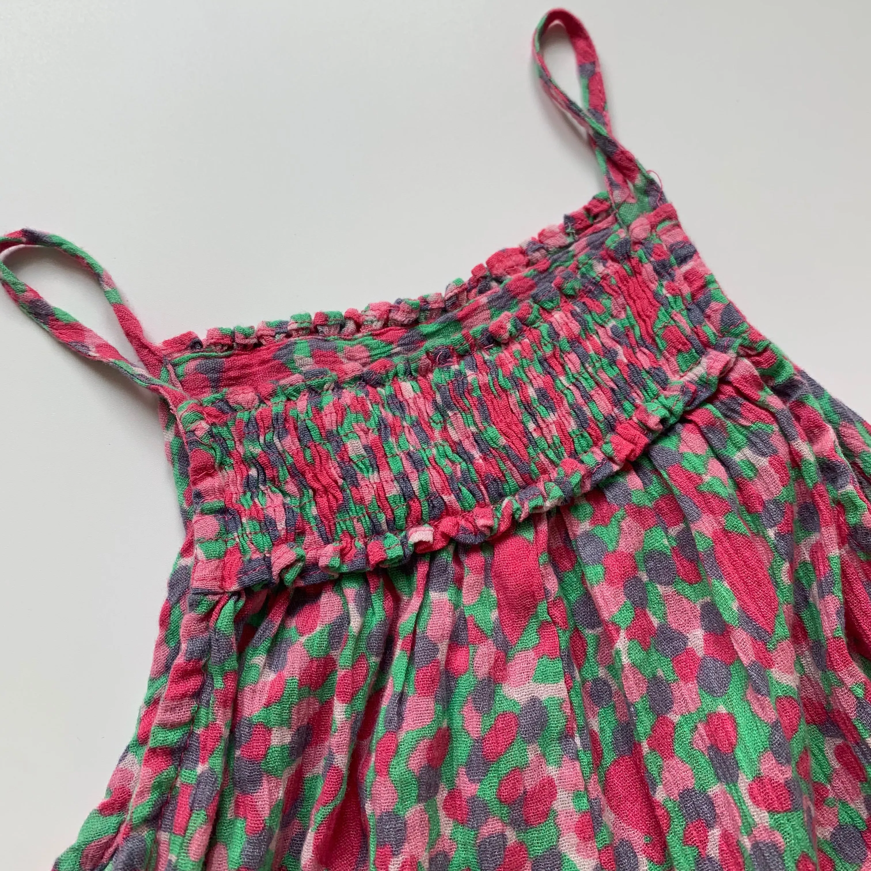 Bonpoint Pink And Green Cheesecloth Romper: 3 Years