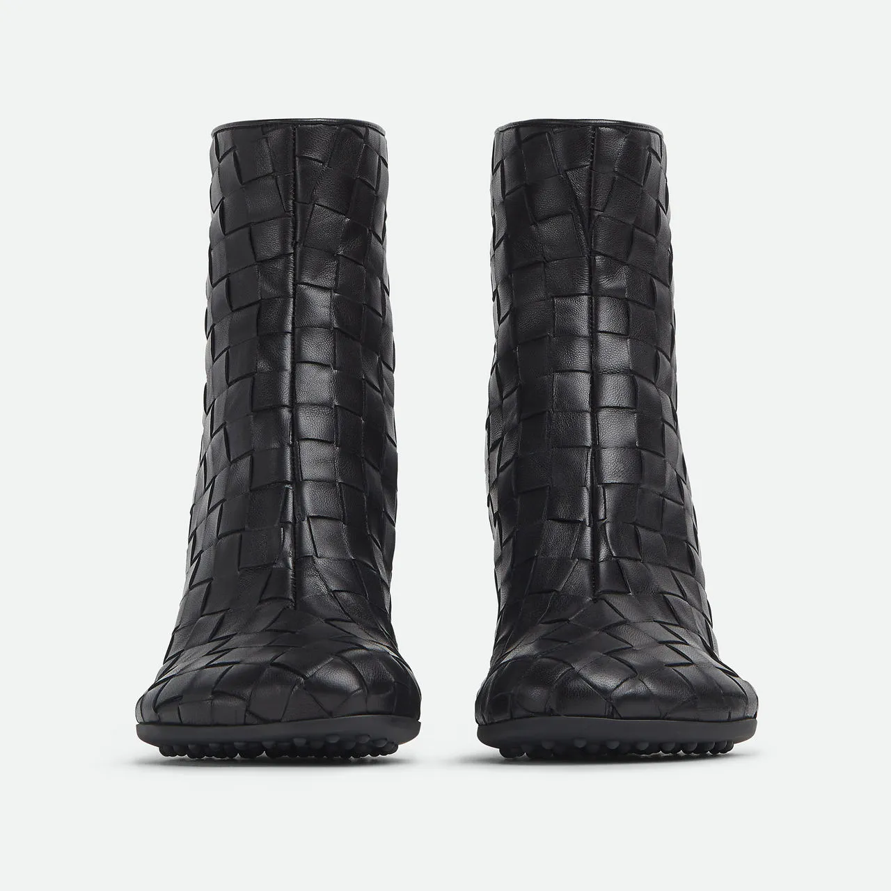 BOTTEGA VENETA Atomic Intrecciato Heeled Boots - Black