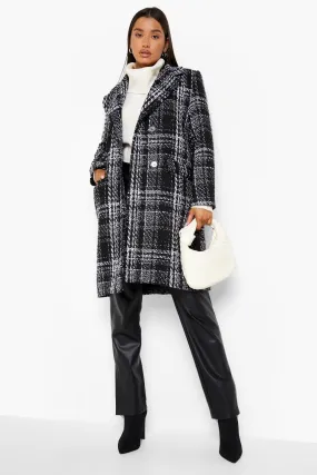 Boucle Check Wool Look Coat