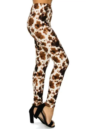 Brown Cow Print Soft Lounge Leggings Pants