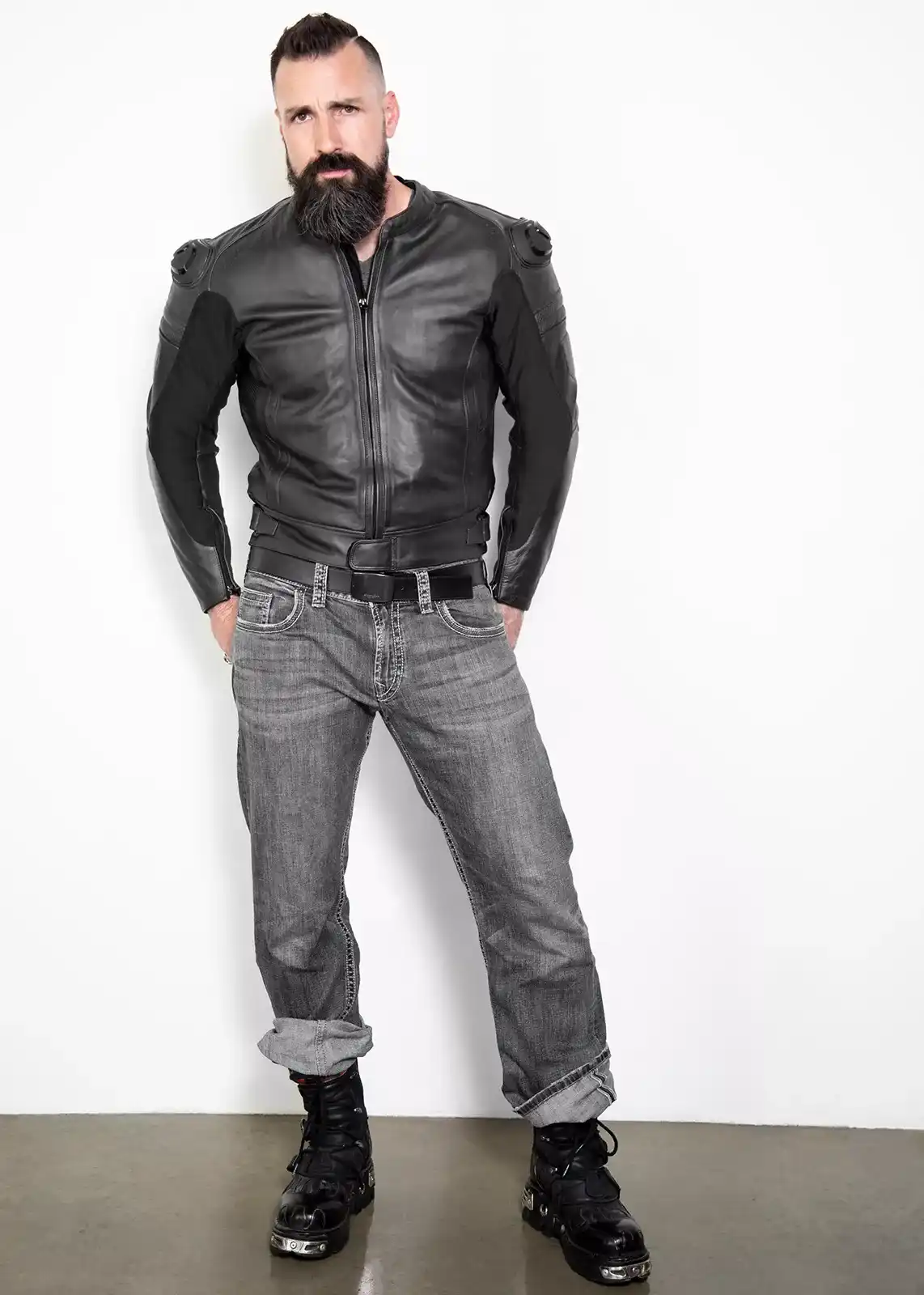 Buy Mens Black Motorcycle Leather Jacket with Armor