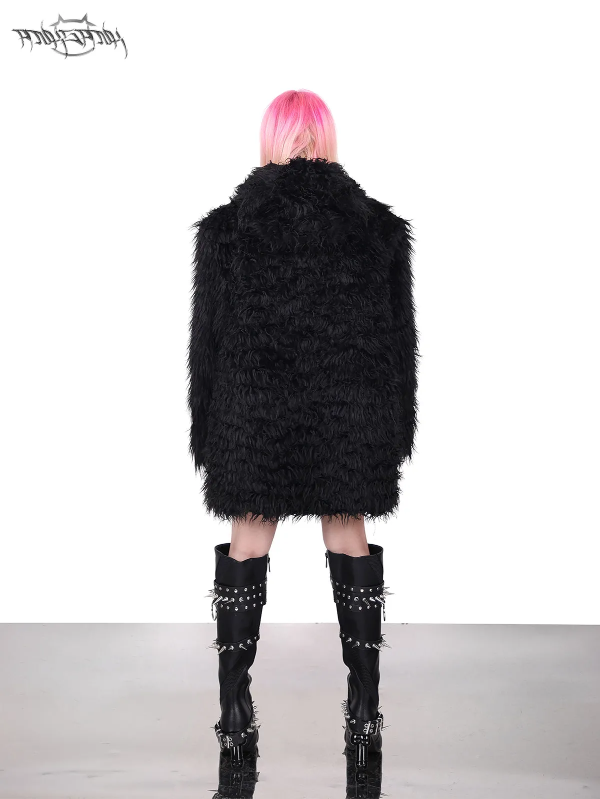 Cat-eared Devil Hooded ZIP-Up Fur Coat