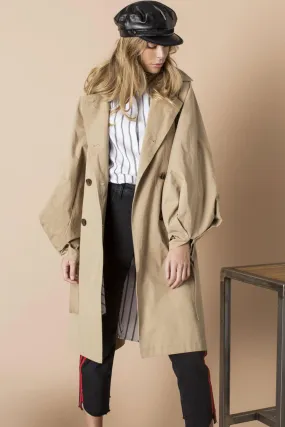 Charissa Trench Beige With Bishop Sleeves