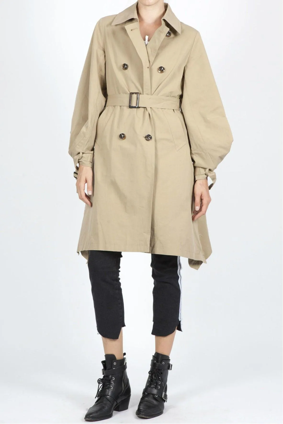 Charissa Trench Beige With Bishop Sleeves