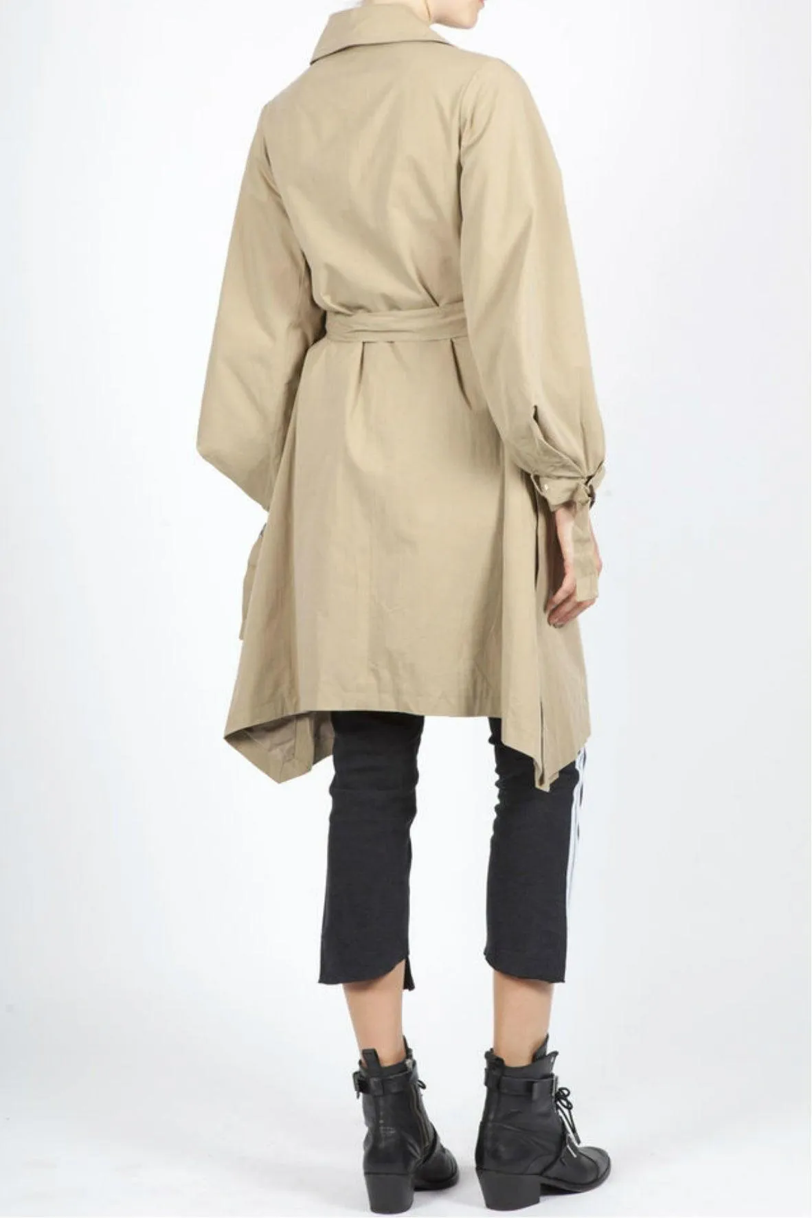 Charissa Trench Beige With Bishop Sleeves