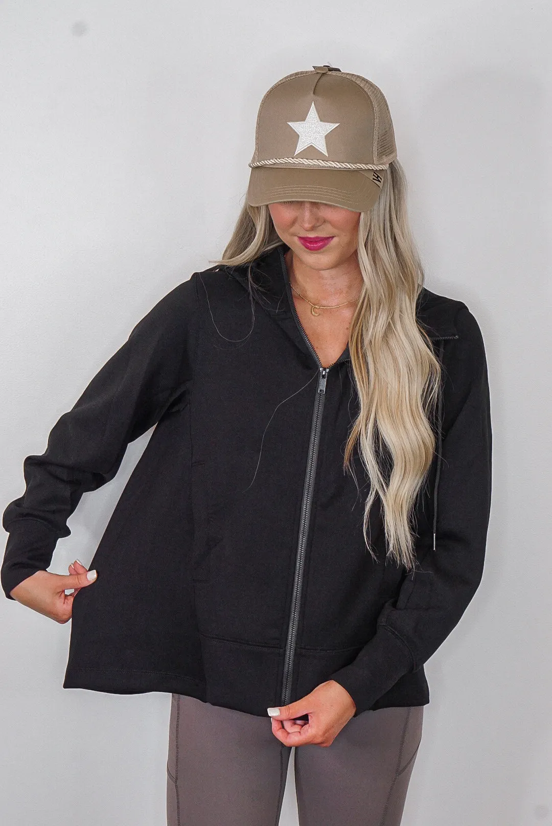 Chilly Mornings Black Hoodie Jacket