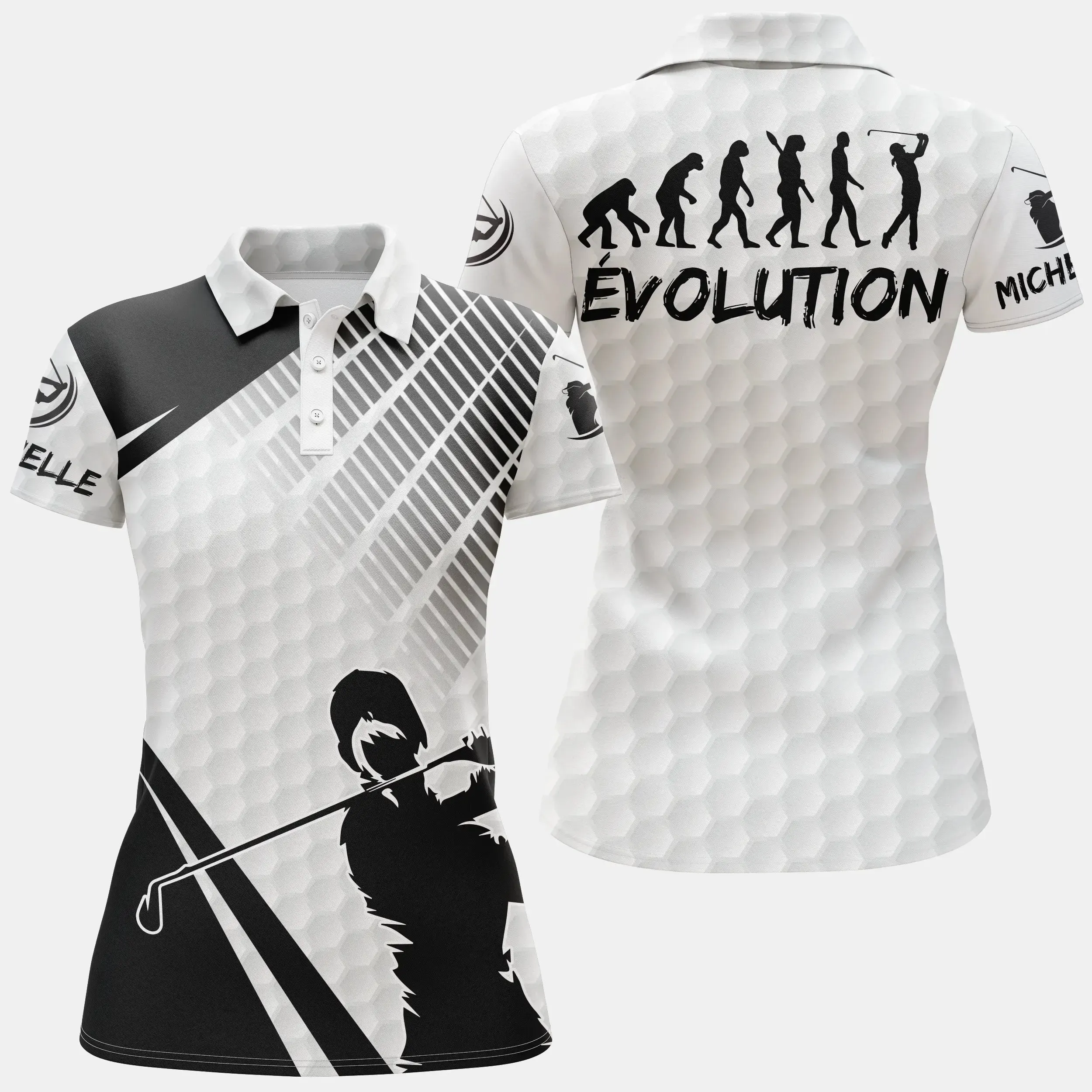 Chiptshirts - Polo De Golf, Noir et Blanc, Cadeau Personnalisé Pour Fans De Golf, Polo de Sport Homme et Femme, volution d'Un Go