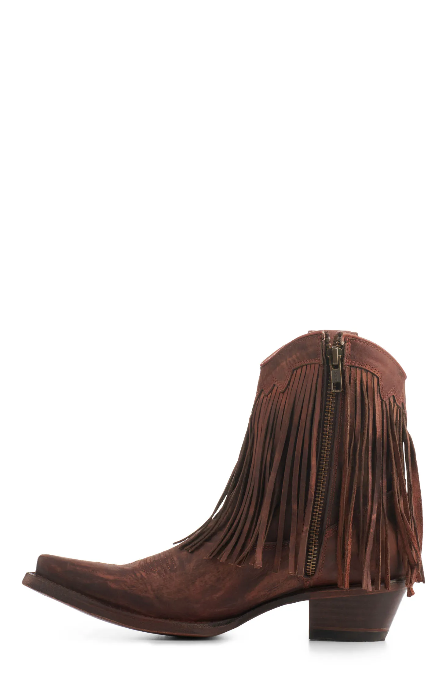 Circle G by Corral Women's Brick with Fringe Snip Toe Booties