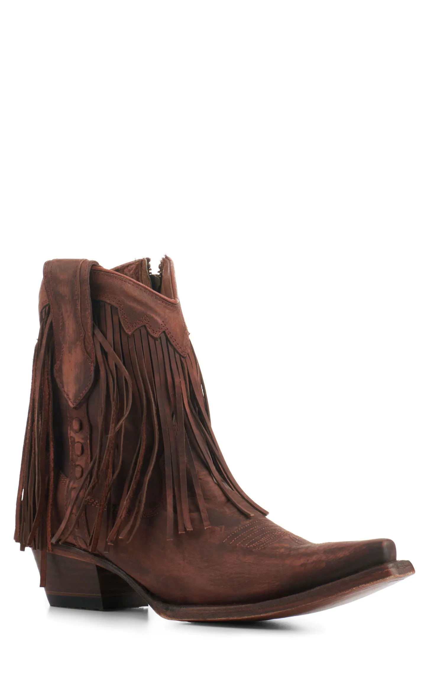 Circle G by Corral Women's Brick with Fringe Snip Toe Booties