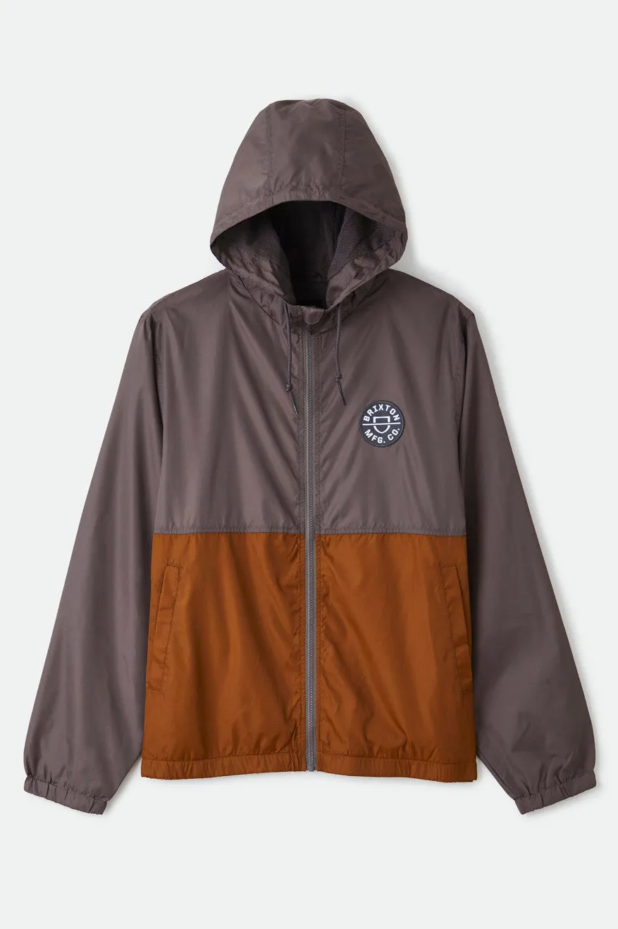 Claxton Crest Lightweight Zip Hood Jacket - Charcoal/Copper