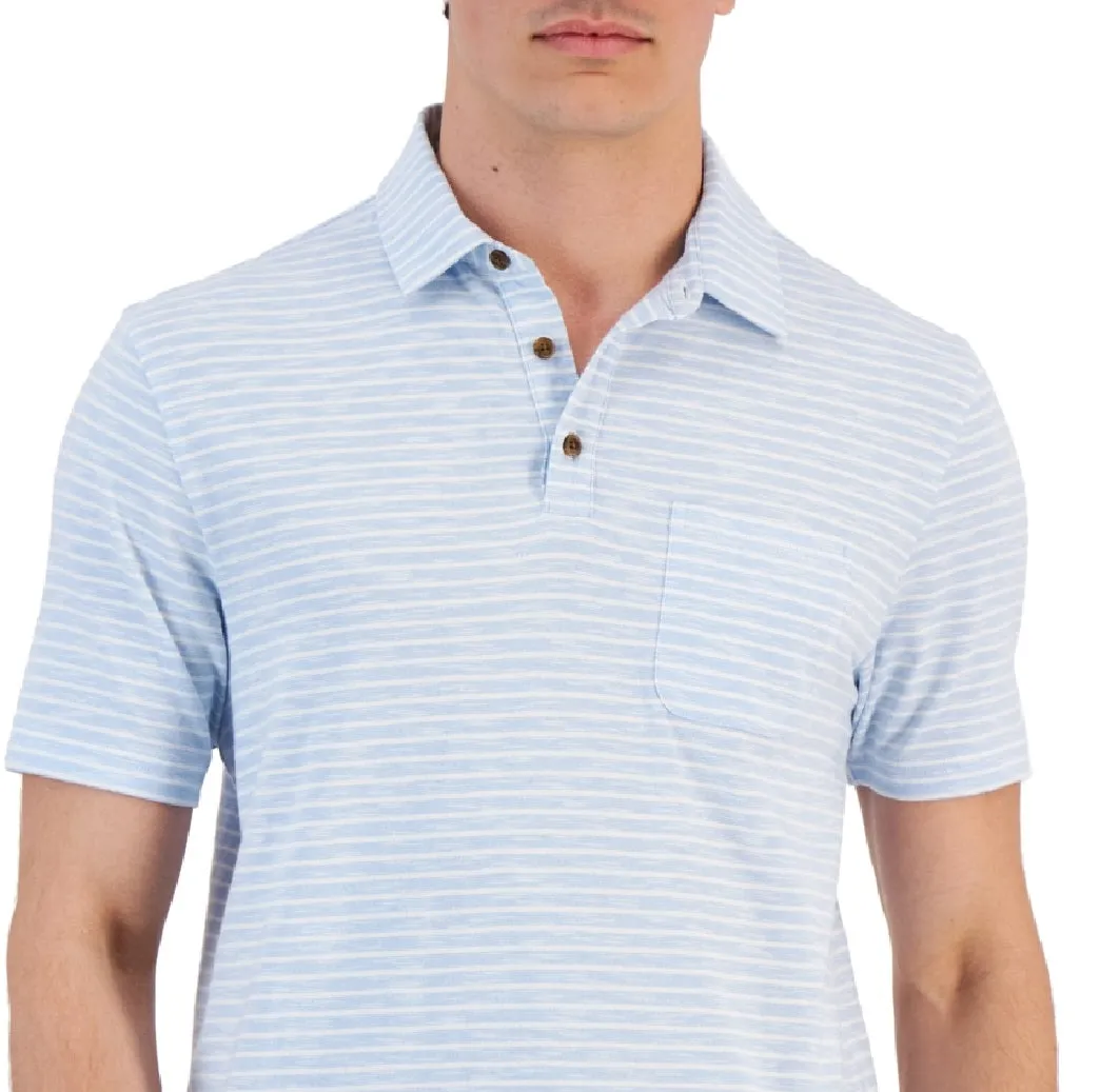 Club Room Men's Marled Stripe Polo Blue Size X-Large