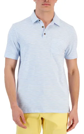 Club Room Men's Marled Stripe Polo Blue Size X-Large