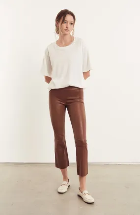 Cocoa Leather Crop Flare Leggings