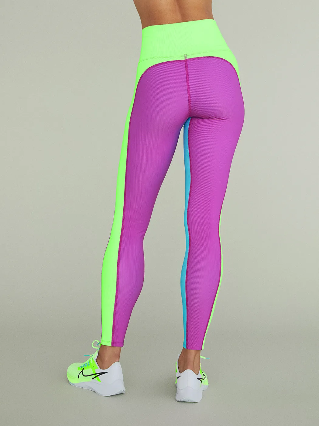 Colorblock Rib Leggings - Cool Fluorescents