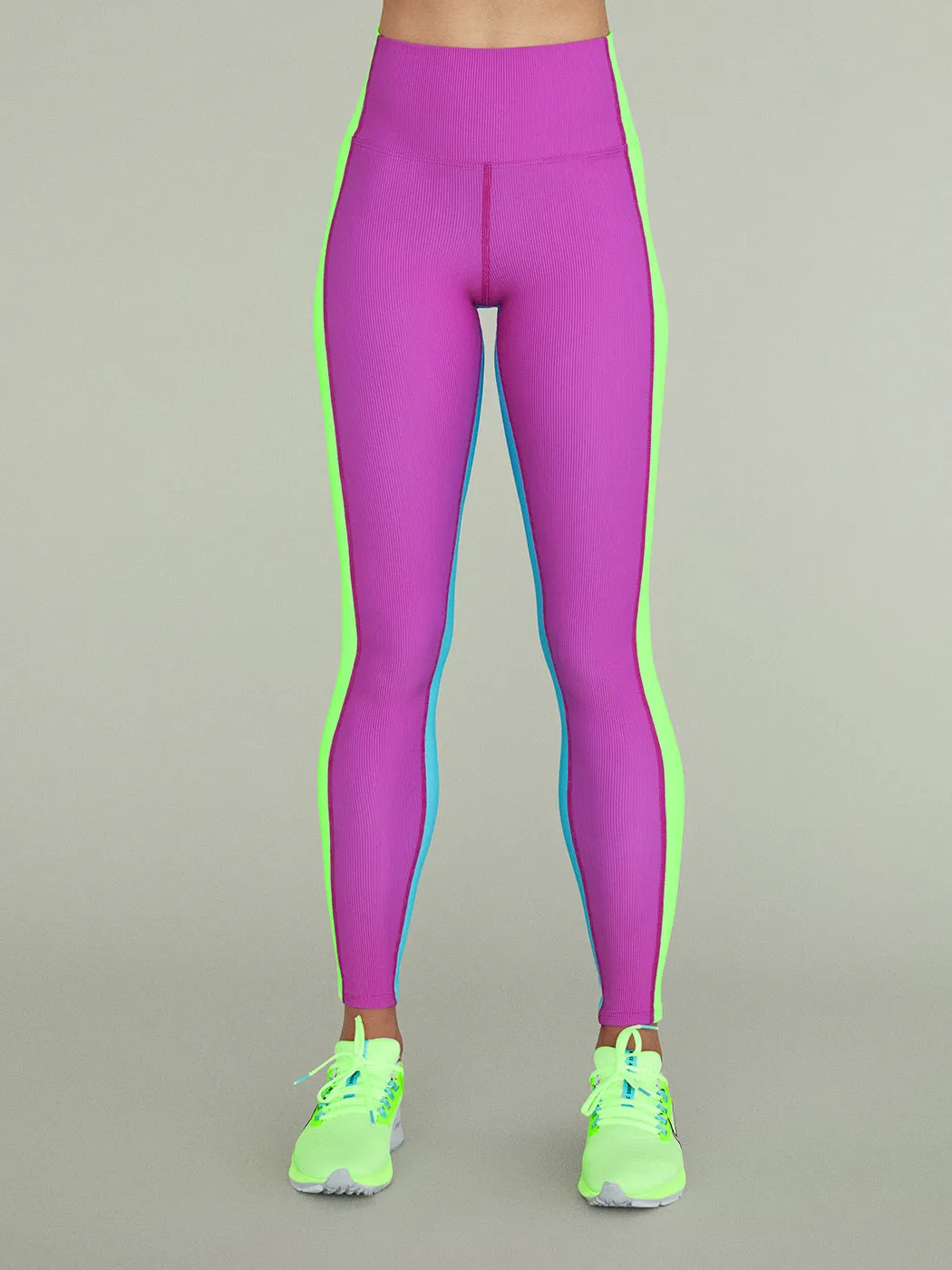 Colorblock Rib Leggings - Cool Fluorescents