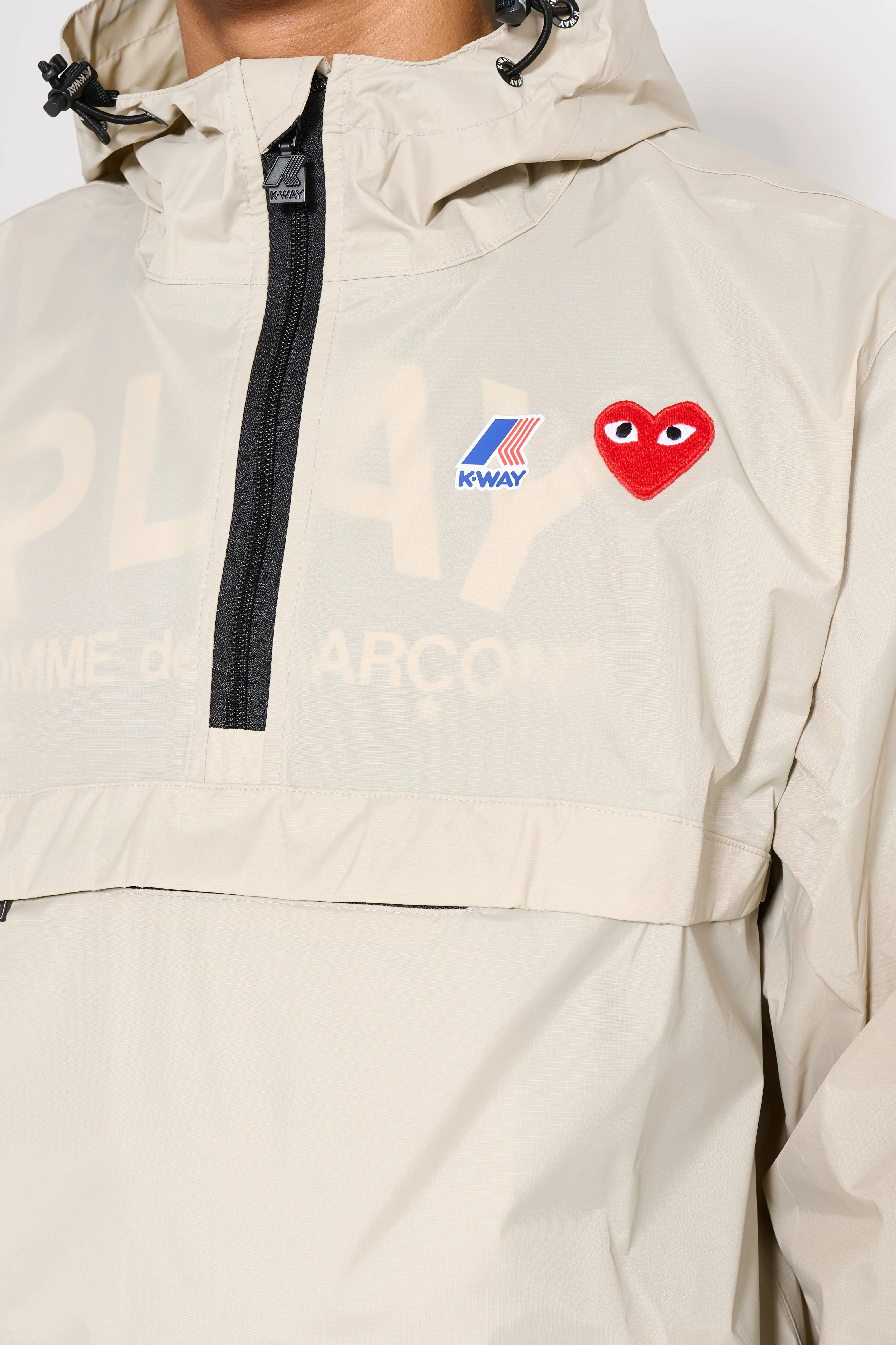 Comme des Garçons Play x K-Way Leon Half Zip Jacket Beige