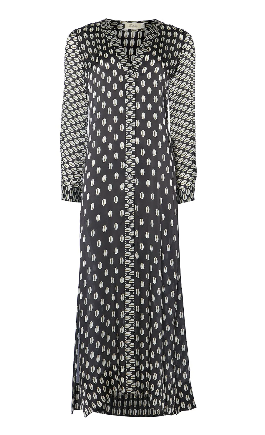 Cowrie Print Coat - Black