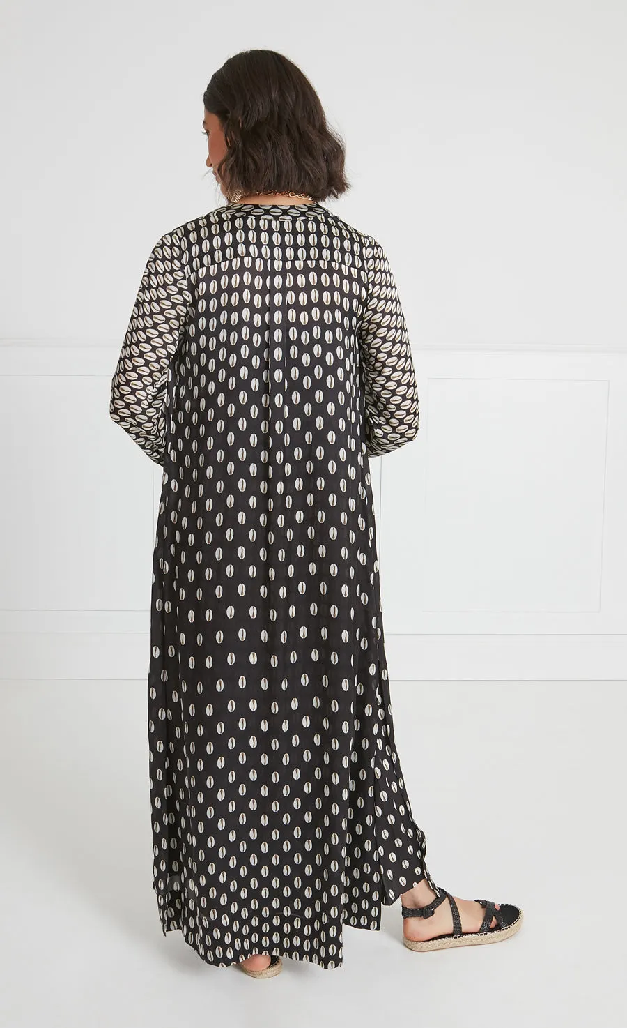 Cowrie Print Coat - Black