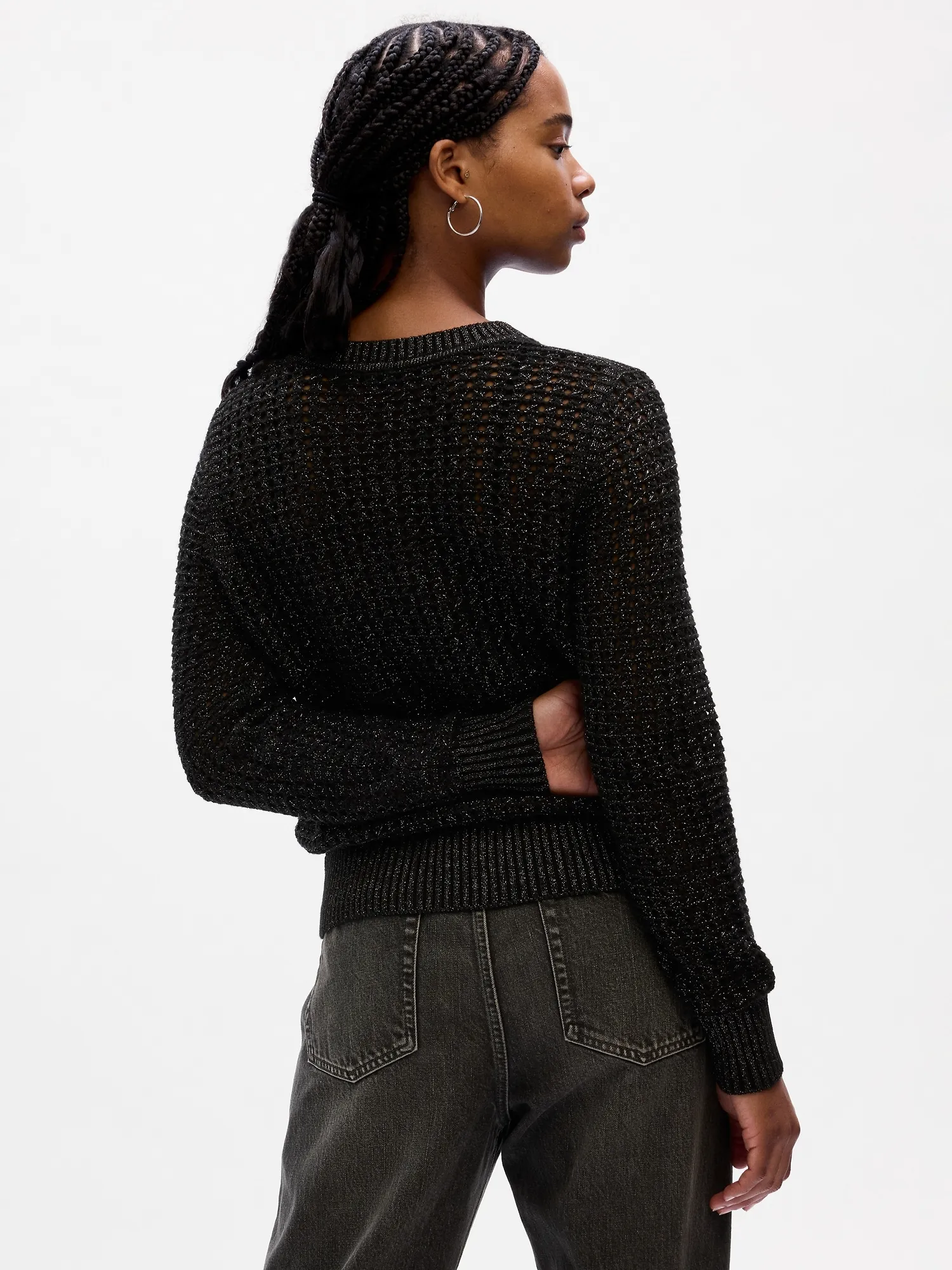 Crochet Shine Crewneck Sweater