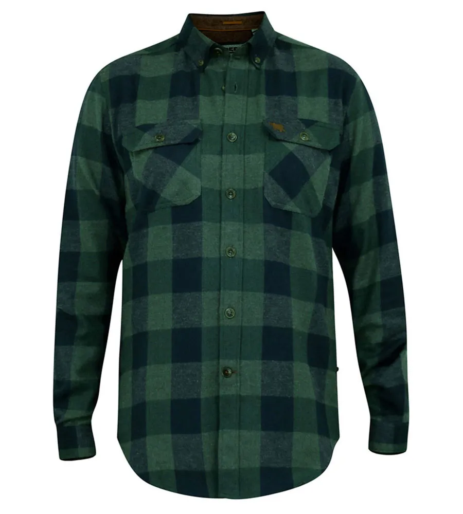 D555 Big Mens Long Sleeve Check Overshirt With Two Patch Pockets (GARFIELD)