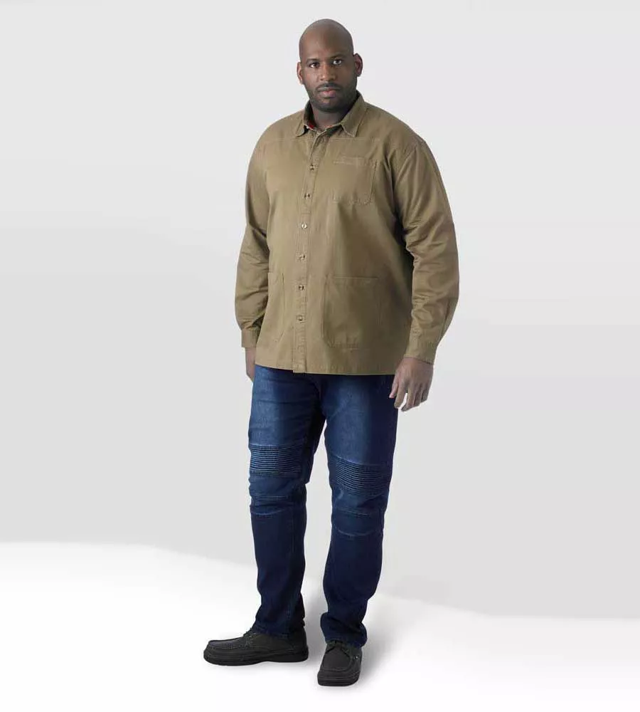 D555 Big Mens Sand Heavy Twill Overshirt (RAMSEY SAND)