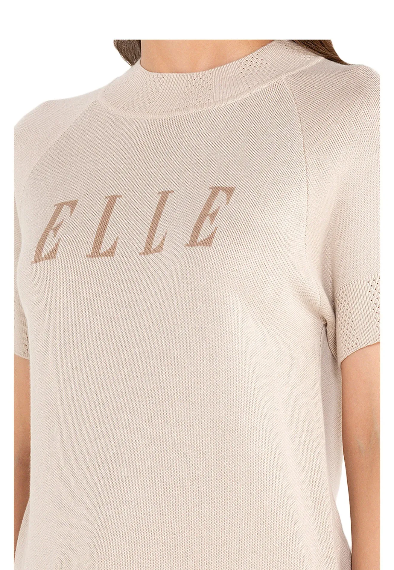 ELLE Apparel Knitted Crew Neck Logo Top