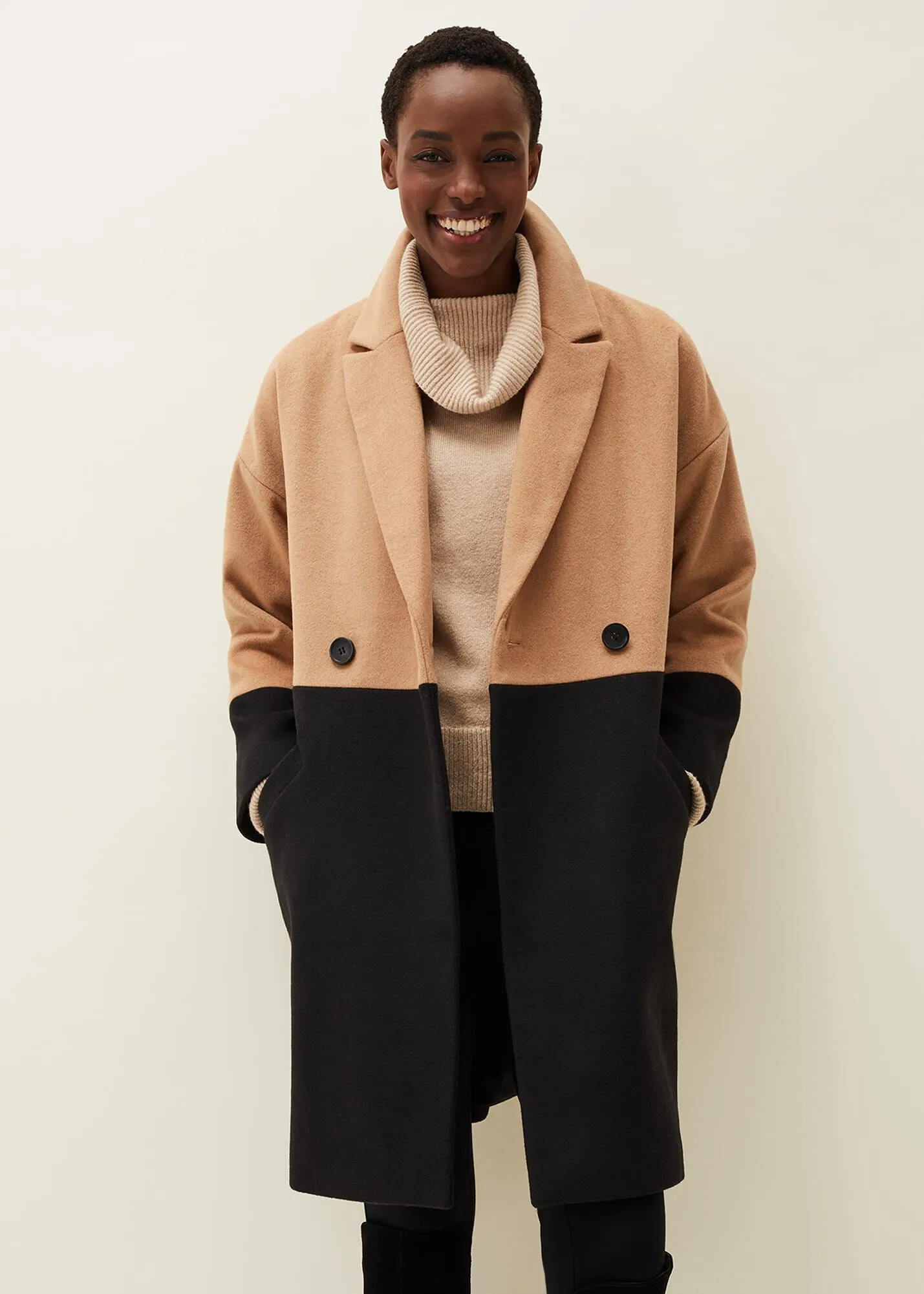 Emery Colourblock Wool Coat