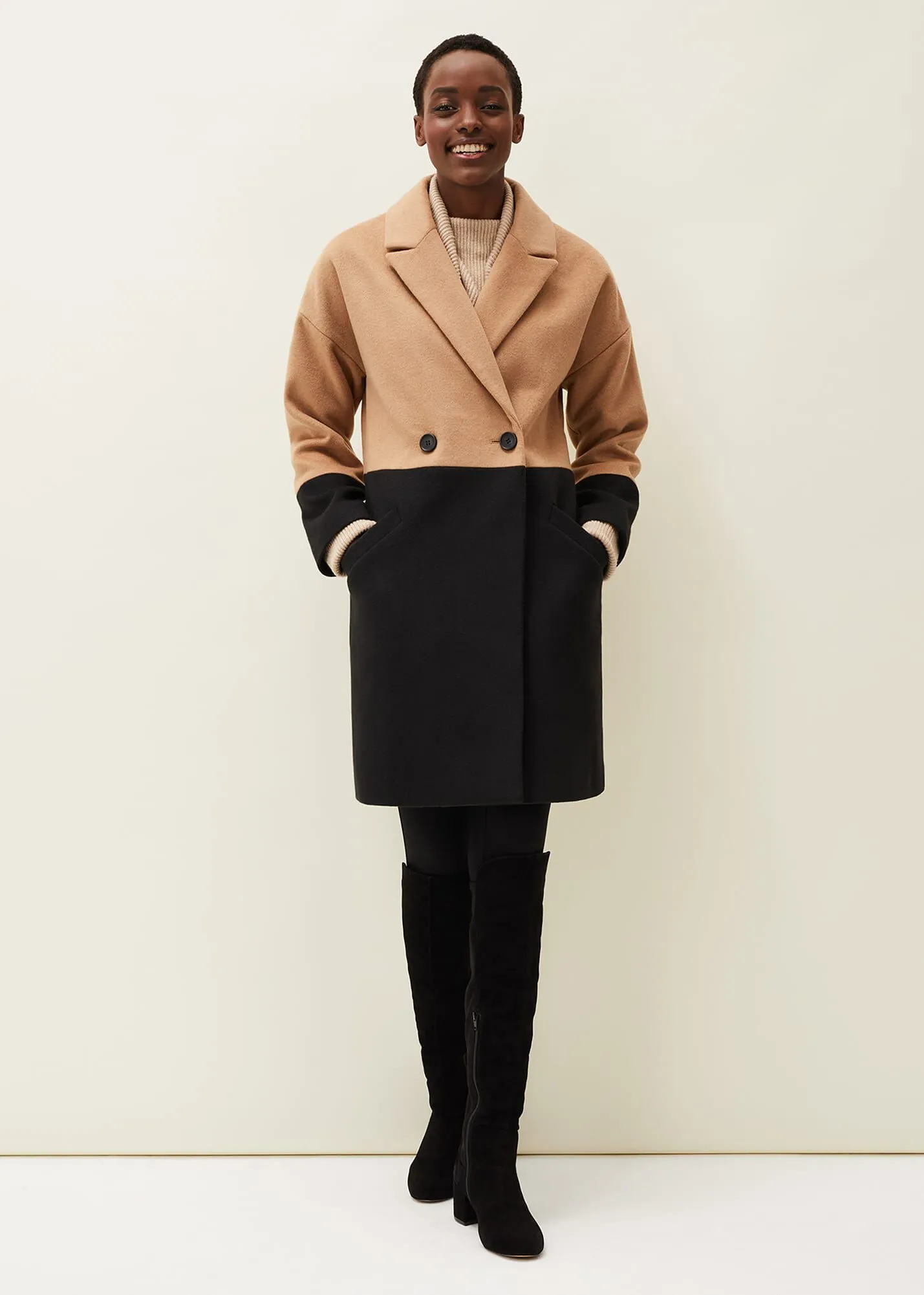 Emery Colourblock Wool Coat