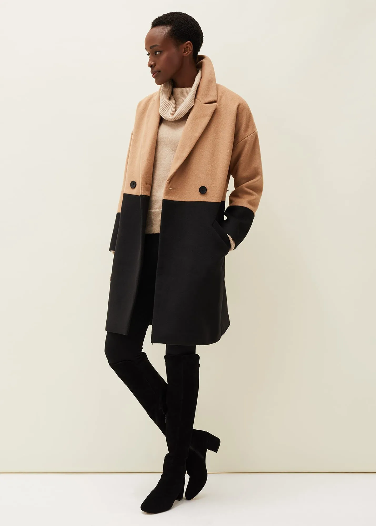 Emery Colourblock Wool Coat