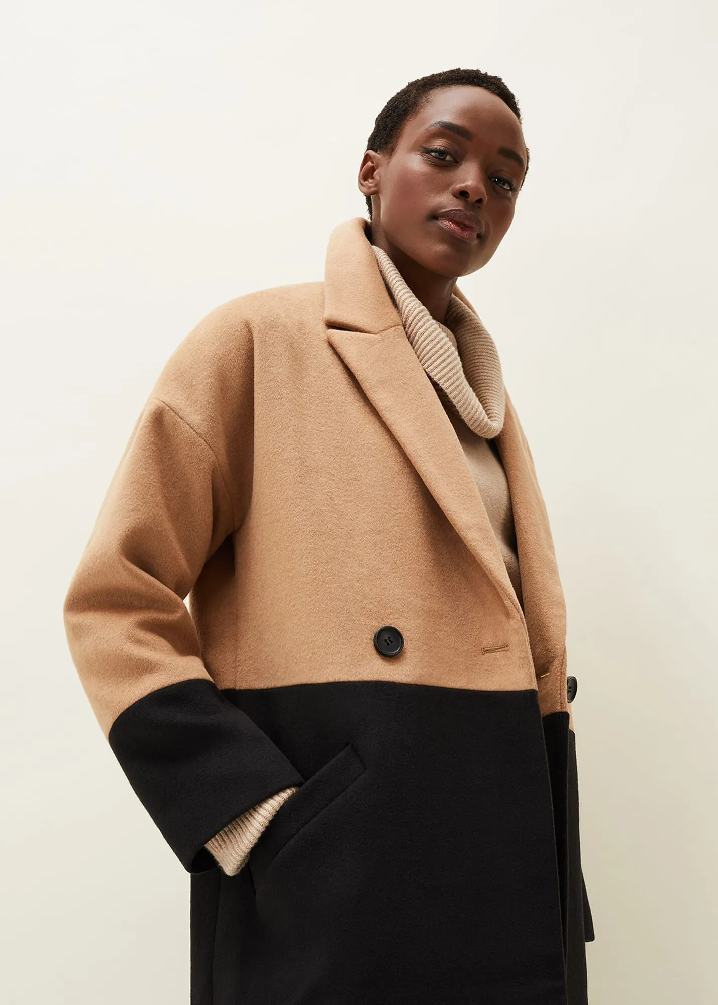 Emery Colourblock Wool Coat