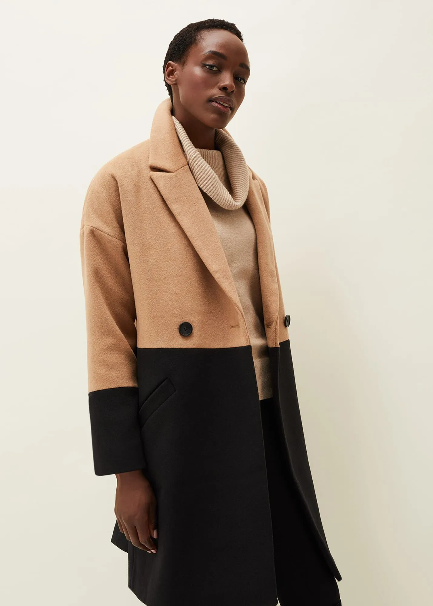 Emery Colourblock Wool Coat