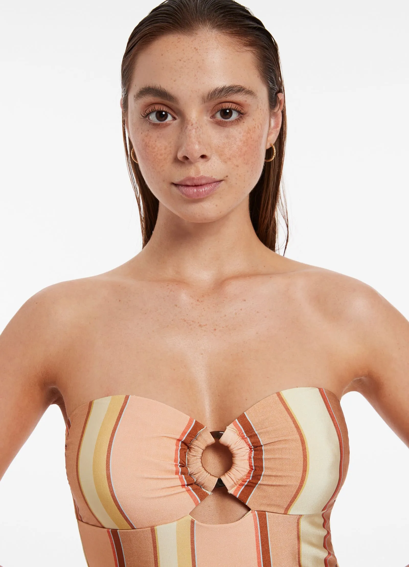 Fira Stripe Bandeau One Piece - Marigold