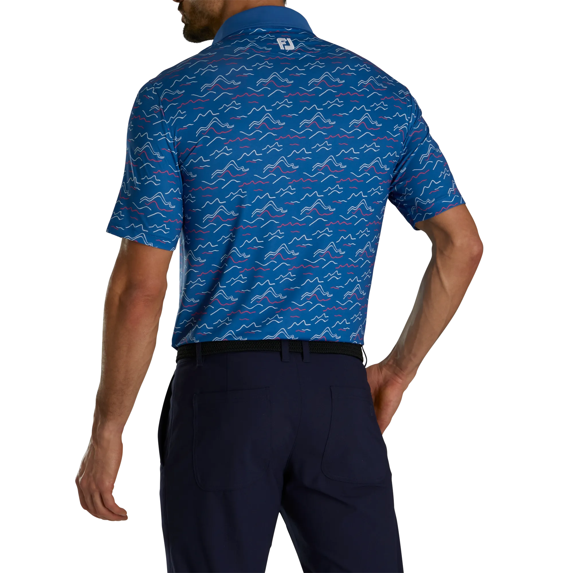 FootJoy Wave Print Lisle Self Collar Polo