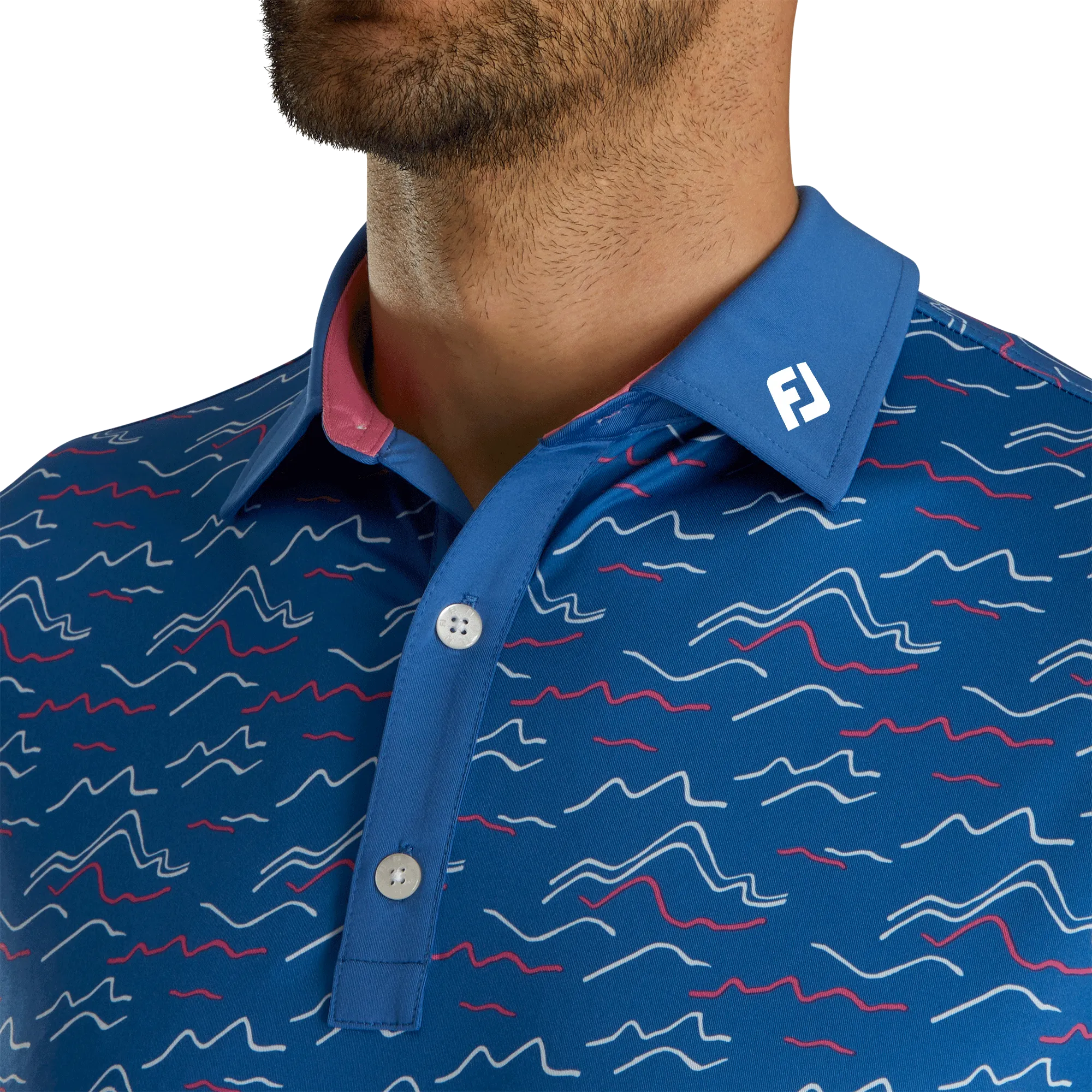 FootJoy Wave Print Lisle Self Collar Polo