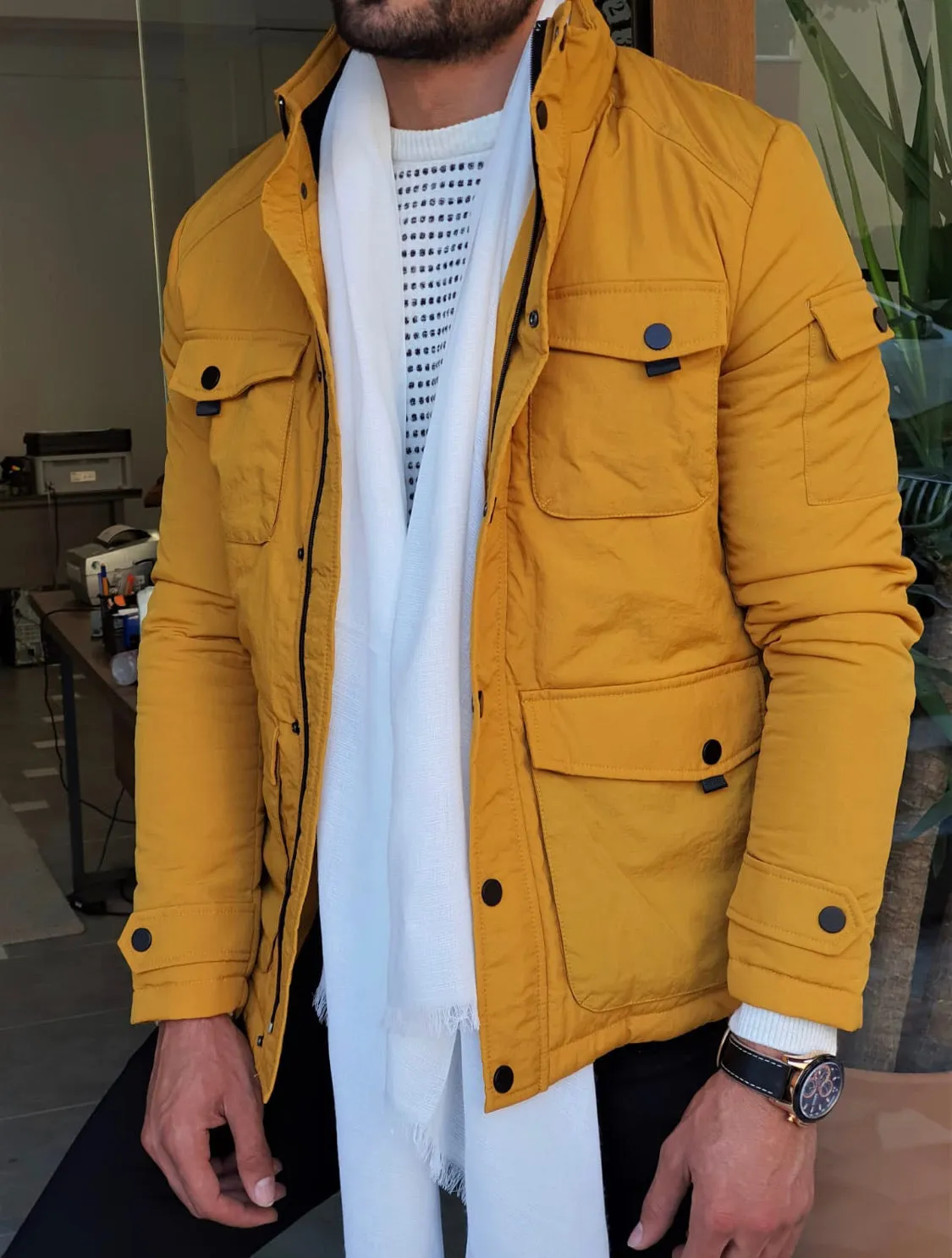 Forenzax Yellow Slim Fit Coat