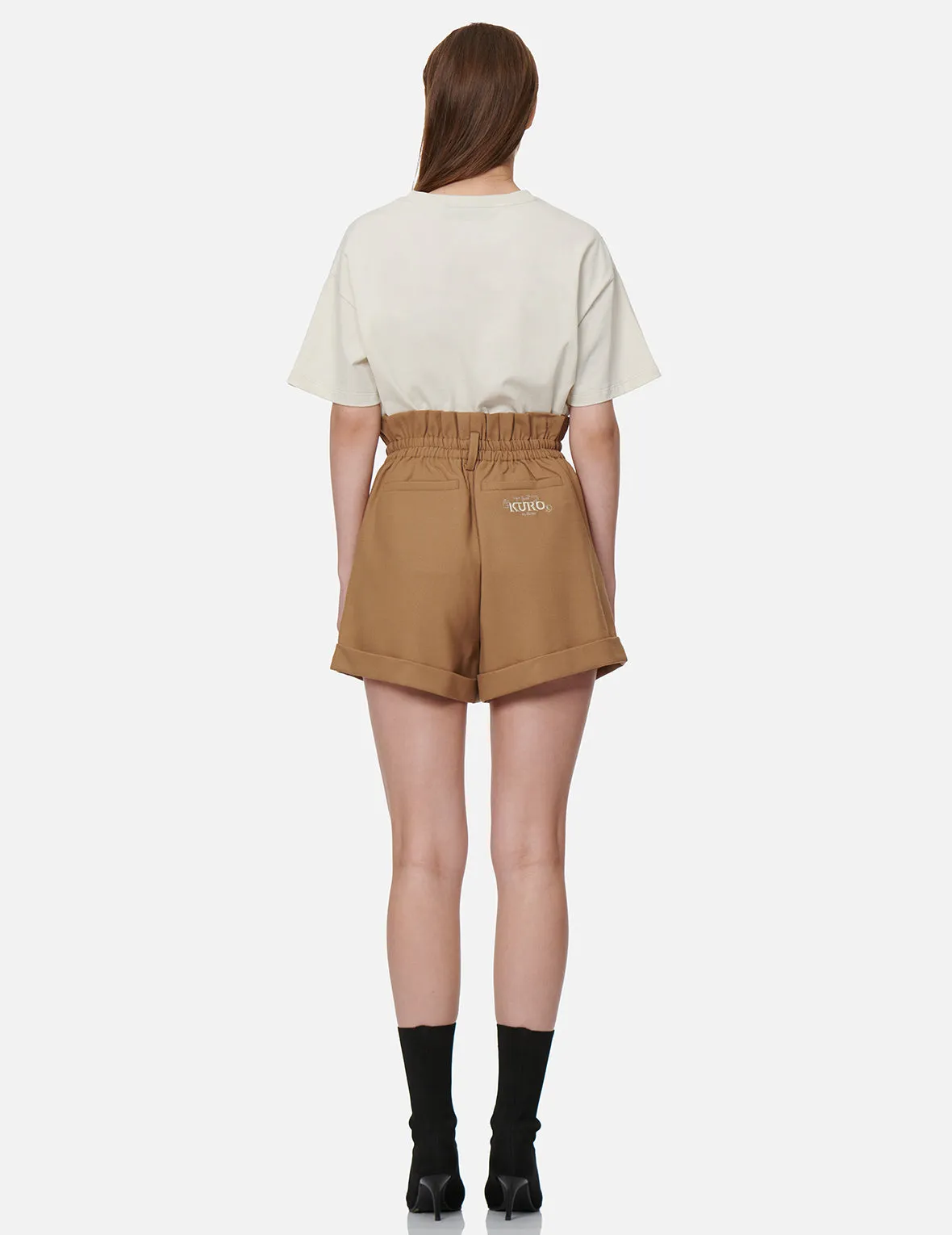 Front Pleat Paper Bag Shorts