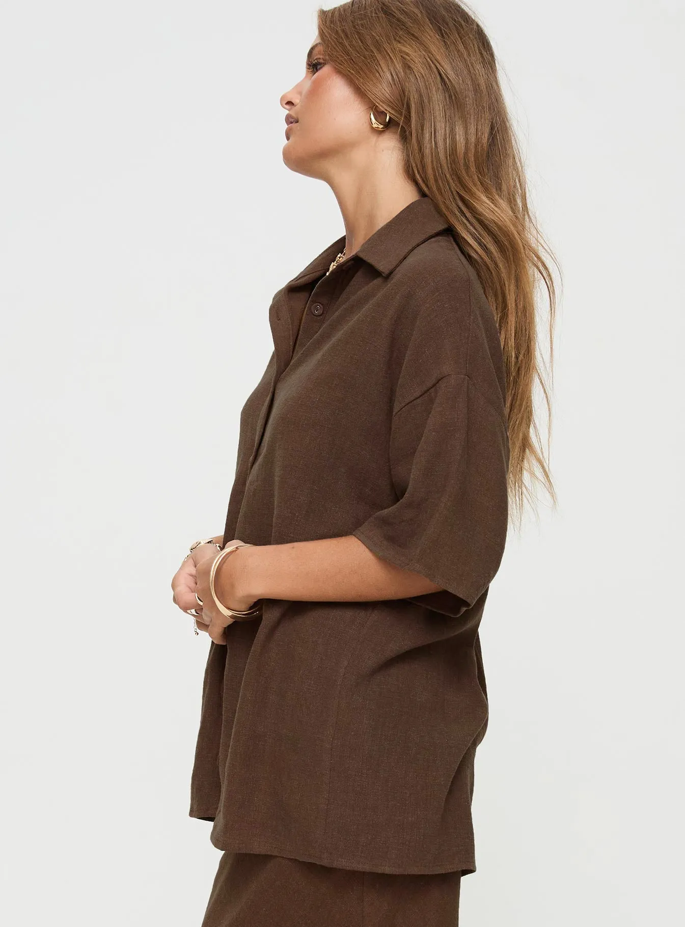 Guava Linen Blend Shirt Chocolate